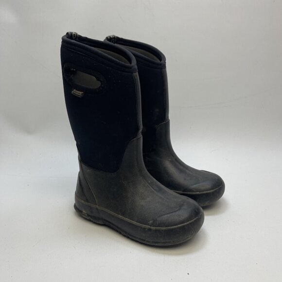 BOGS Big Kids Classic High HA Black Fabric Rain/Snow Boots Sz 13 US 30 EU Read - Picture 1 of 16